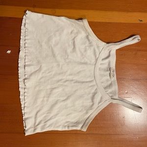 Brandy Melville White Lettuce Hem Cropped Tank Top